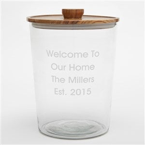 Etched Housewarming Glass Ice Bucket with Acacia Lid - 42382