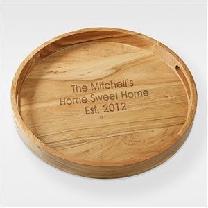Engraved Housewarming Acacia Wood Round Serving Tray - 42387