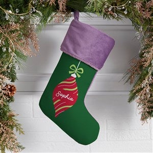 Retro Ornament Personalized Christmas Stockings - Purple - 42414-P