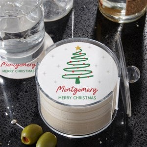 Abstract Christmas Tree Personalized Christmas Paper Coasters & Stand - 42419