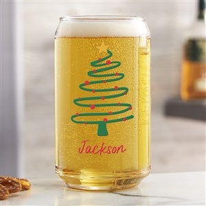 Abstract Christmas Tree Personalized Christmas 16oz. Beer Can Glass - 42420-B