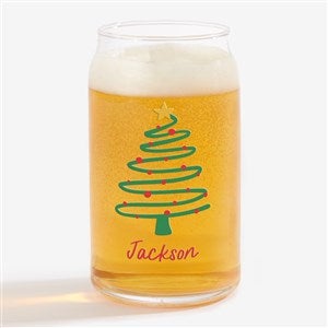 Abstract Christmas Tree Personalized Christmas 16oz. Beer Can Glass - 42420-B