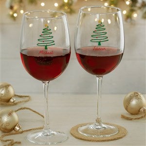 Abstract Christmas Tree Personalized Red Wine Glass - 42422-R