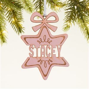 Retro Ornament Personalized Wood Ornament- Pink Stain - 42425-P