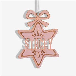 Retro Ornament Personalized Wood Ornament- Pink Stain - 42425-P