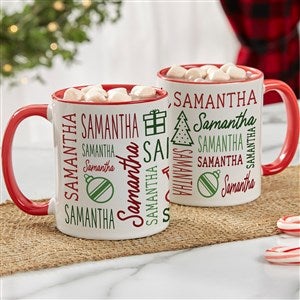 Holiday Repeating Name Personalized Coffee Mug - 42470-R