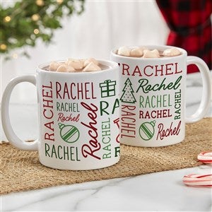 Holiday Repeating Name Personalized Coffee Mug 11 oz.- White - 42470-S