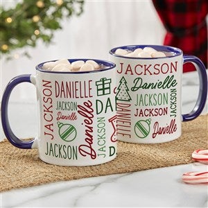 Holiday Repeating Name Personalized Coffee Mug - 42470-BL