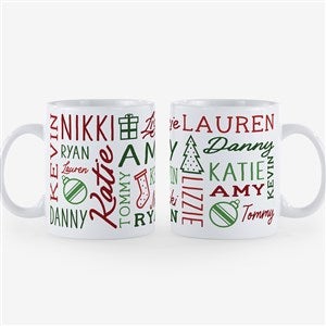Holiday Repeating Name Personalized Coffee Mug 18 oz.- White - 42470-XL