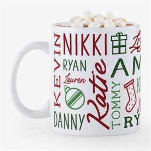 Holiday Repeating Name Personalized Coffee Mug 18 oz - White - 42470-XL
