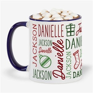 Holiday Repeating Name Personalized Coffee Mug 11 oz.- Blue - 42470-BL