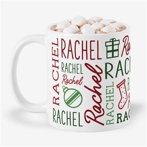 Holiday Repeating Name Personalized Coffee Mug 11 oz.- White - 42470-S