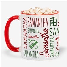Holiday Repeating Name Personalized Coffee Mug 11 oz.- Red - 42470-R