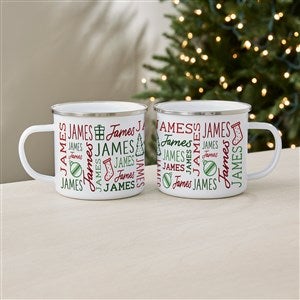 Holiday Repeating Name Personalized Enamel Mug - Large - 42471-L