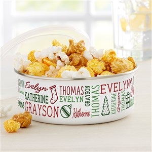 Holiday Repeating Name Personalized Enamel Bowl with Lid - 42473-P