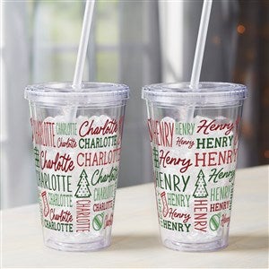 Holiday Repeating Name Personalized 17 oz. Insulated Acrylic Tumbler - 42474