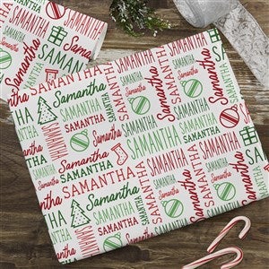 Holiday Repeating Name Personalized Wrapping Paper Roll - 18ft Roll - 42476-L
