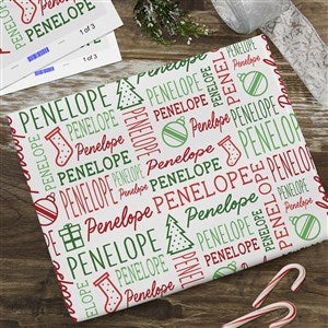 Holiday Repeating Name Personalized Wrapping Paper Sheets - Set of 3 - 42476-S