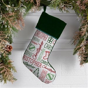 Holiday Repeating Name Personalized Christmas Stocking - Green - 42477-G