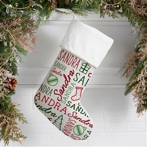 Holiday Repeating Name Personalized Christmas Stocking - Ivory - 42477-I