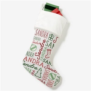 Holiday Repeating Name Personalized Christmas Stocking - Ivory - 42477-I