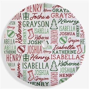 Holiday Repeating Name Personalized Christmas Tree Skirt - 42479