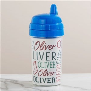 Holiday Repeating Name Personalized Toddler Sippy Cup - Blue - 42481-B