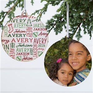 Holiday Repeating Name Personalized Ornament-3.75 Wood - 2 Sided - 42483-2W