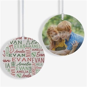 Holiday Repeating Name Personalized Photo Ornament - Large - 42483-2L