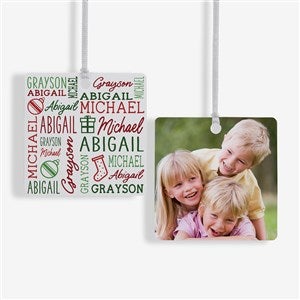 Holiday Repeating Name Personalized Metal Photo Ornament - 42483-2M