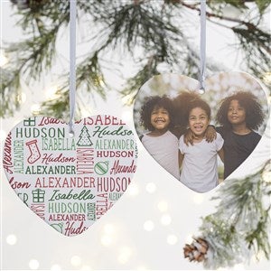 Holiday Repeating Name Personalized Heart Ornament - 4 Matte - 2 Sided - 42484-2L