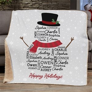 Snowman Repeating Name Personalized Christmas Blanket - 42489-S