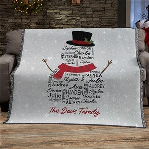 Snowman Repeating Name Personalized Christmas Blanket - 42489-A