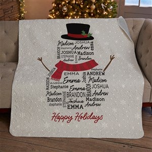 Snowman Repeating Name Personalized Christmas 50x60 Quilted Blanket - 42489-Q