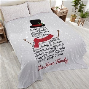 Snowman Repeating Name Personalized Christmas Blanket - 42489-K