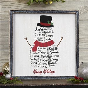 Snowman Repeating Name Personalized Holiday Wall Art - Black 12x12 - 42491B-12x12