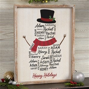 Snowman Repeating Name Personalized Holiday Wall Art - White 14x18 - 42491-14x18