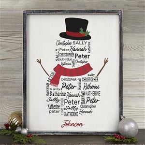 Snowman Repeating Name Personalized Holiday Wall Art - Back 14x18 - 42491B-14x18