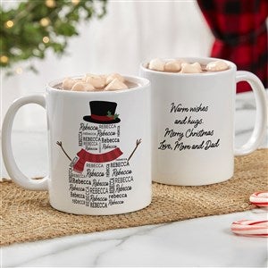 Snowman Repeating Name Personalized Coffee Mug - White 11 oz - 42492-S