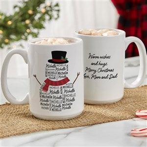 Snowman Repeating Name Personalized Coffee Mug - White 15 oz - 42492-L