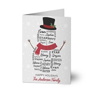 Snowman Repeating Name Personalized Holiday Card- Premium - 42493-P