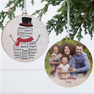 Snowman Repeating Name Personalized Ornament - Wood 2-Sided - 42496-2W