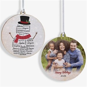 Snowman Repeating Name Personalized Ornament - Wood 2-Sided - 42496-2W