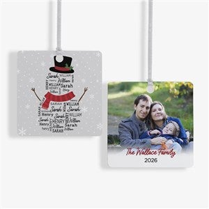 Snowman Repeating Name Personalized Metal Ornament - 2-Sided - 42496-2M