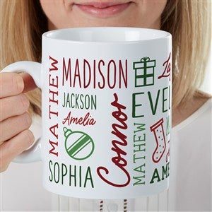 Holiday Repeating Name Personalized Coffee Mug 30 oz.- White - 42500-LM