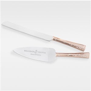 Engraved Engagement Rose Gold Cake Knife & Server Set - 42512