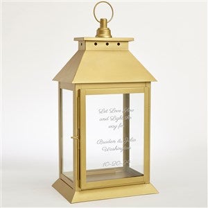 Engraved Wedding Message Decorative Candle Lantern - Gold - 42553-G