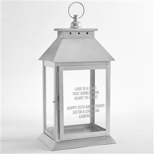 Engraved Anniversary Decorative Candle Lantern - Silver - 42555-S