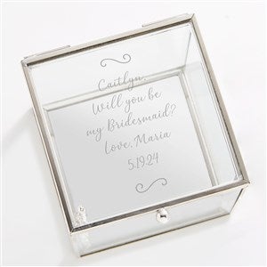 Engraved Glass Jewelry Box For Bridesmaid - Silver - 42575-S