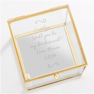 Engraved Glass Jewelry Box For Bridesmaid - Gold - 42575-G
